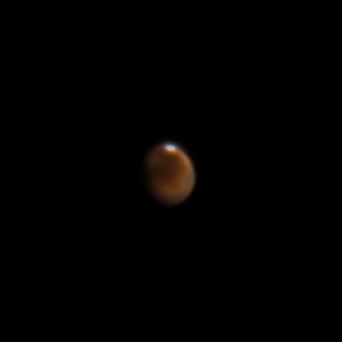 Planet Mars with Southern icecap (image reversed)